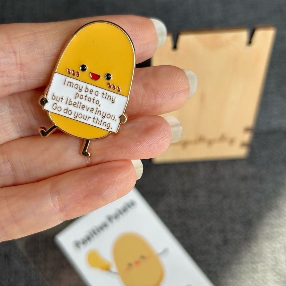 POSITIVE POTATO Brooch Pin Affirmation Card Set Yellow Gold